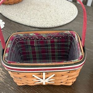 Longaberger Woven Basket with Red and Green Plaid